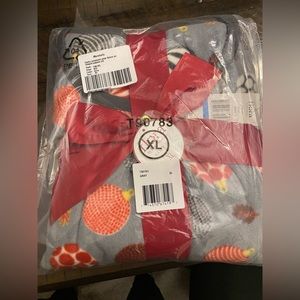 Flora Fleece Pajama Set Christmas Ornaments Gray XL